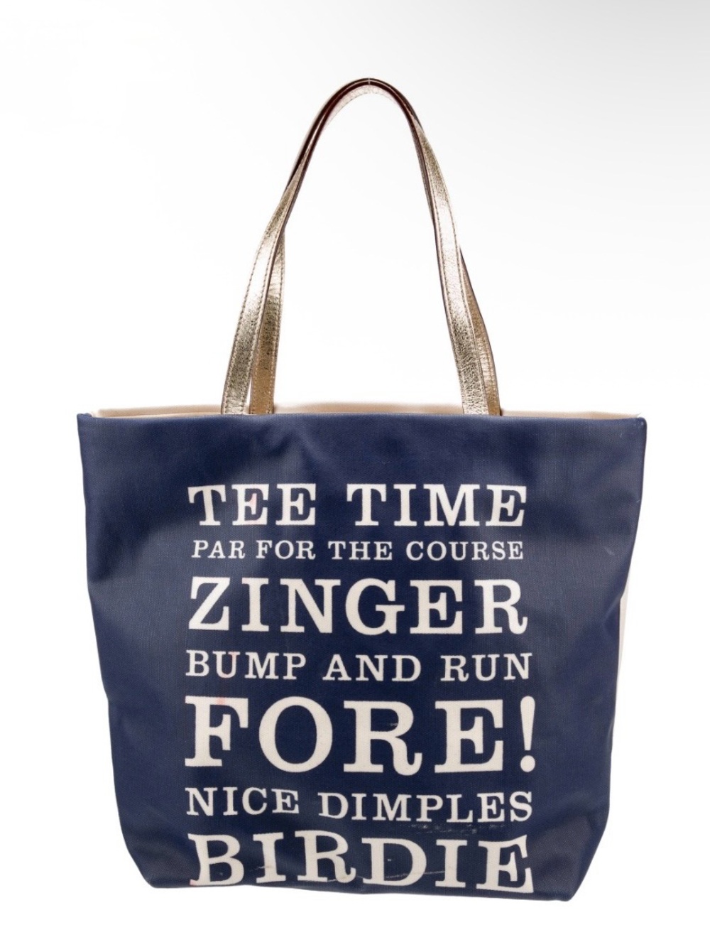 Kate Spade Storyline Cream/Navy Canvas 'Tee Time' Tote with KS Wallet - Picture 4 of 15